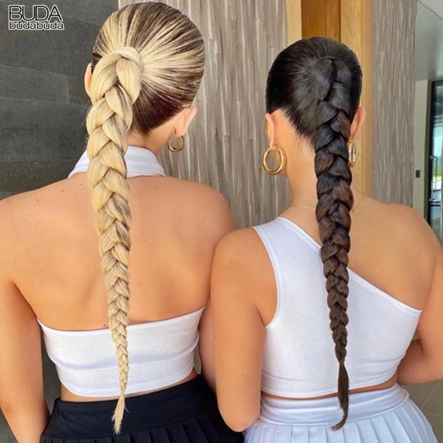 Top Trends: Synthetic Braided Ponytail Extensions For Women High Temperature Fiber Straight Wrap Around Hair Extensions Ponytail Hairpiece Shoppable Styles