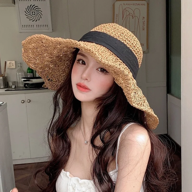 Top Trends: Woman Panama Summer Hat Women Straw Hat Big Brim Beach Hat Foldable Vacation Summer Hat Sunscreen Sunshade Hat Shoppable Styles