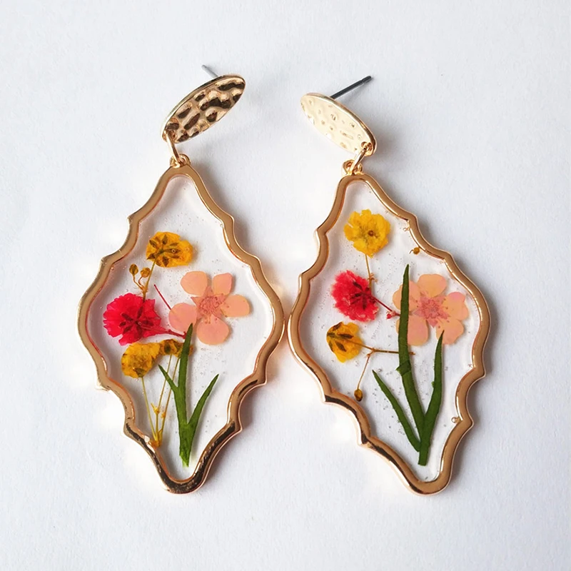 Top Trends: Unique Immortal Flower Earrings Epoxy Resin Dried Flower Natural Earrings Sweet Floral Drop Earrings For Holiday Boho Jewelry Shoppable Styles