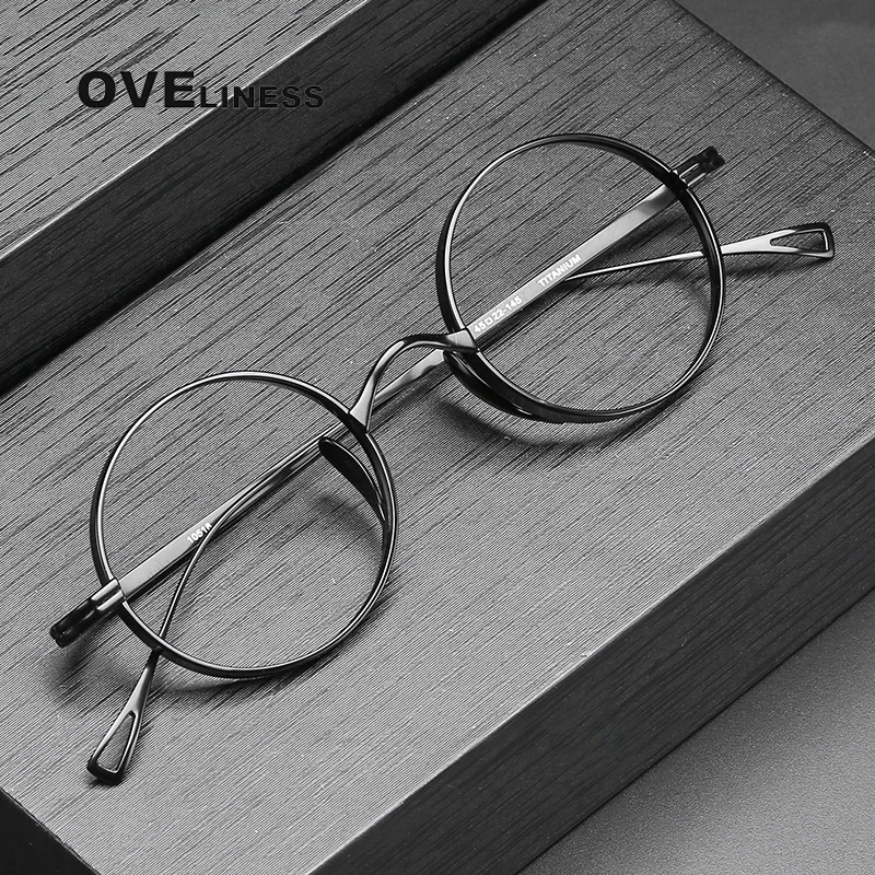 Top Trends: Pure Titanium Glasses Frame For Men Retro Round Prescription Eyeglasses Frames Women 2023 Vintage Myopia Optical Male Eyewear Shoppable Styles - Image 2