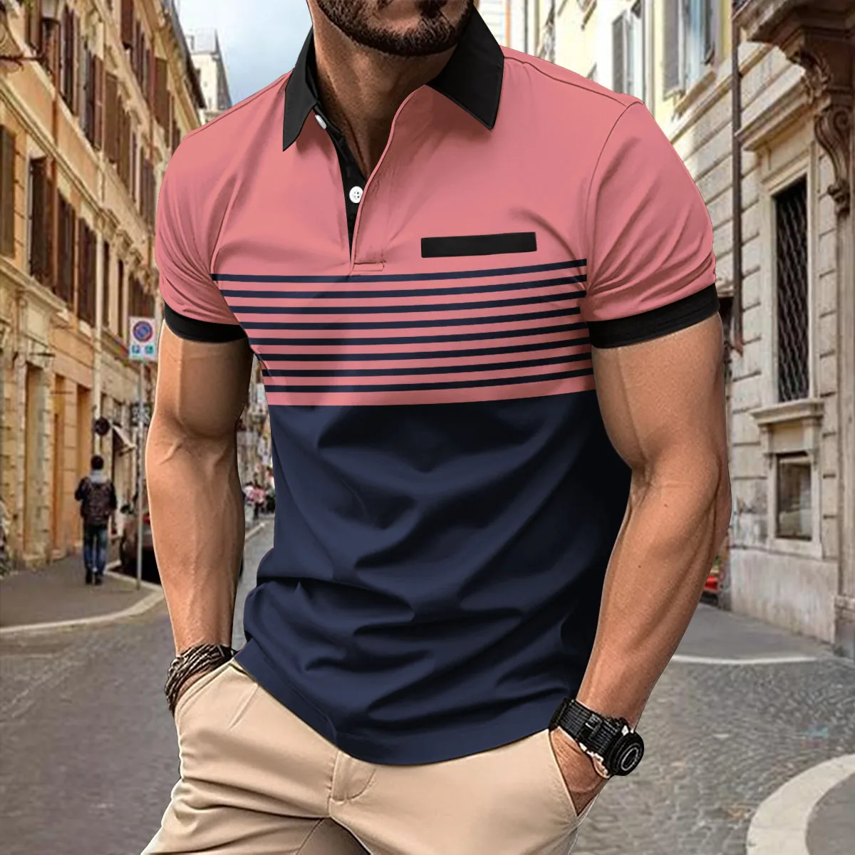 Top Trends: Summer New Men&#039;s Casual Short-sleeved Polo Shirt High Quality Printed Fashion Lapel T-shirt Men&#039;s Breathable Sports Polo Shirt M Shoppable Styles