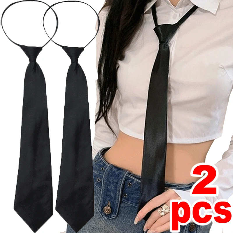 Top Trends: Unisex Black Simple Clip On Tie Security Tie Uniform Shirt Suit Neckties Steward Matte Funeral Lazy Neck Ties Men Women Students Shoppable Styles