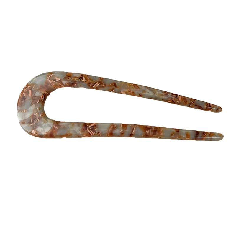 Top Trends: Trendy U-Shaped Acetic Acid Hairpin Girls Hair Fork Hair Clips Colour Marble Print Hair Sticks Women Headwear Hair Accessories Shoppable Styles - Image 6