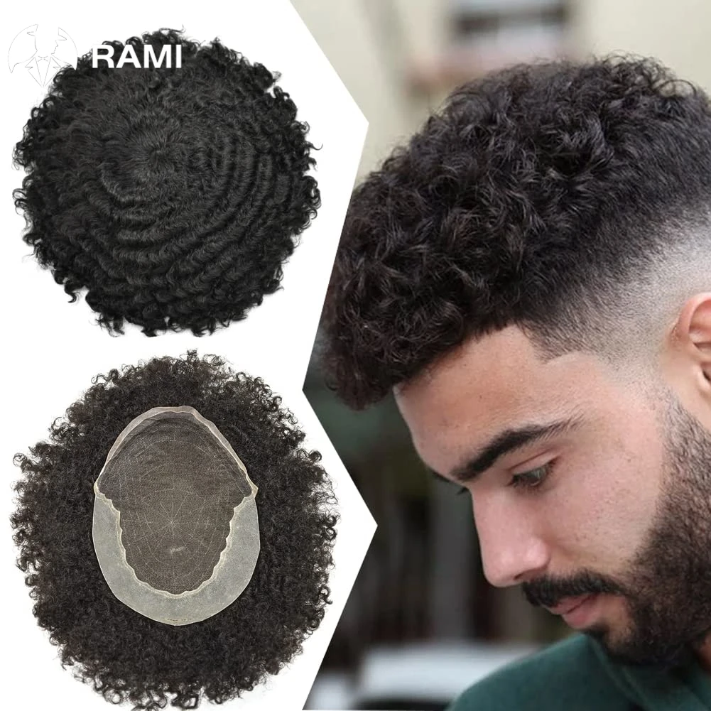 Top Trends: Curly Hair Men Toupee Human Hair System For Black Men Lace And PU Wigs Male Hair Prosthesis Wig For Man 20mm Curly Hair Toupee Shoppable Styles