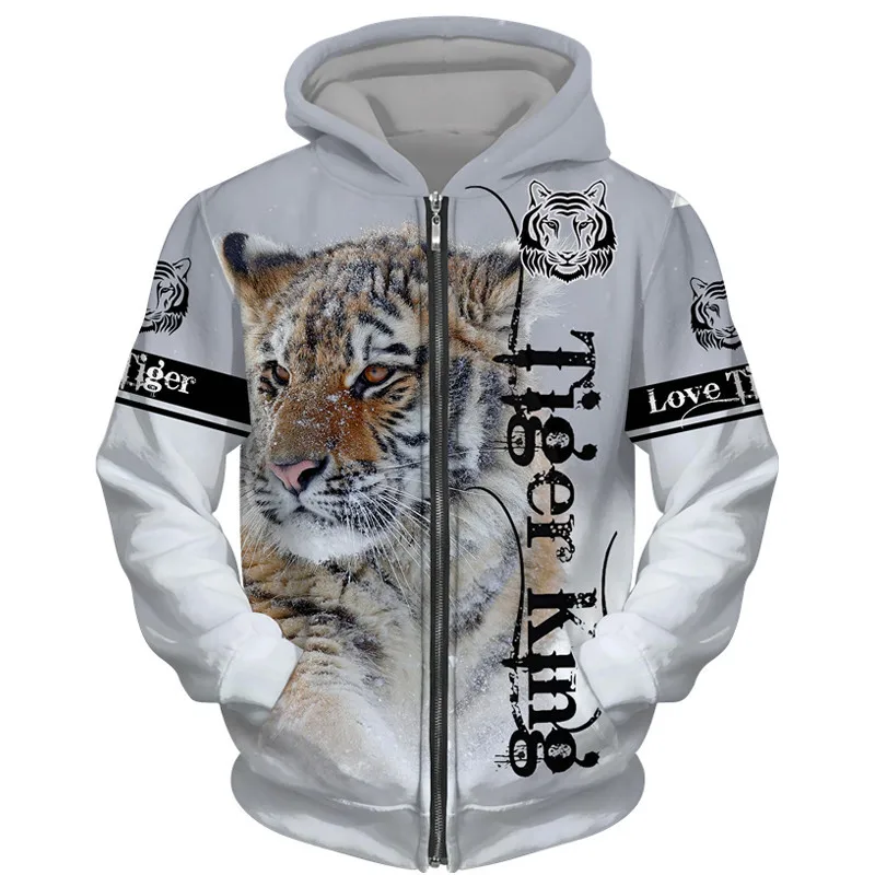 Top Trends: 3D Tiger Print Zipper Hoodies Fashion Men Women Leisure Pullover Couple Sports Hooded Sweatshirt Street Hip Hop Harajuku Jackets Shoppable Styles