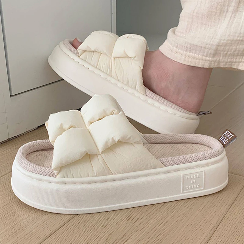 Top Trends: 2023 New Women Slippers Summer Four Seasons Checked 4cm Thick Soft Sole Linen Slippers Indoor Home Bedroom Couple Floor Slippers Shoppable Styles