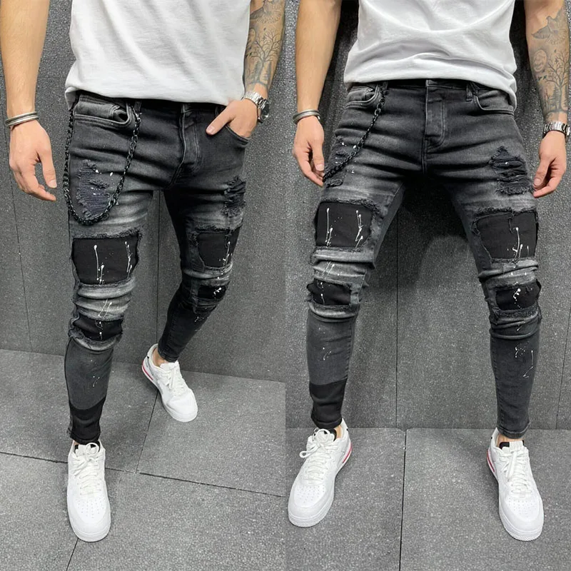 Top Trends: New 2023 Men Jeans Hip Hop Ripped Slim Stretch Pants Spring And Autumn Fashion Club Boyfriend Clothing High Quality Jeans S-3XL Shoppable Styles