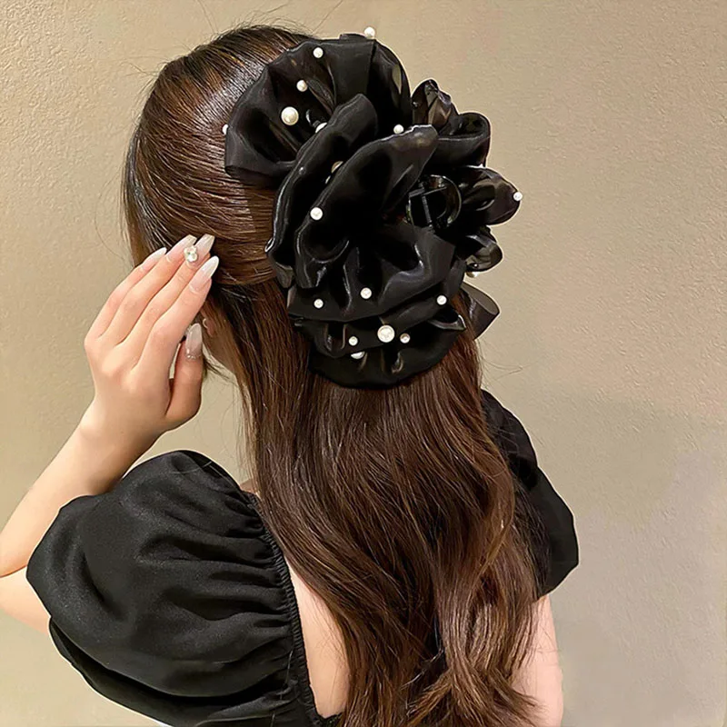 Top Trends: VANIKA Summer Sweet Pearls Big Bow Hair Claw Clips For Women Solid Colours Elegant Bowknot Ponytail Clip Headdress Accessories Shoppable Styles - Image 4