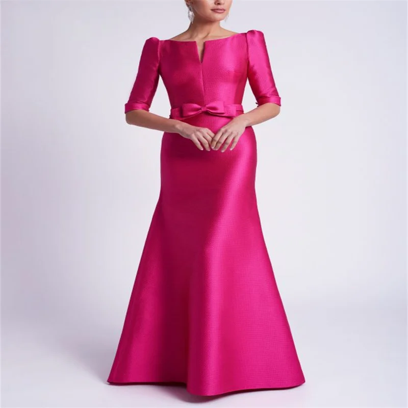 Top Trends: MULONG O Neck Mermaid Mother Bride Dress Puff Half Sleeve Satin Plum Purple Mother Of The Groom Dress For Weddings 2023 Shoppable Styles