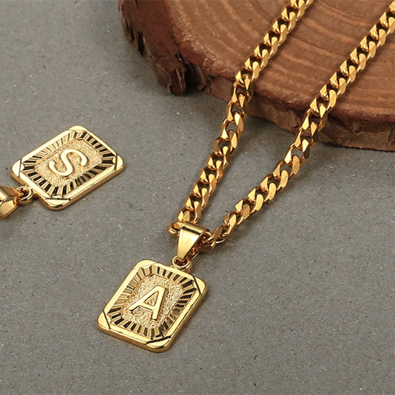 Top Trends: Hot Sale Initial Necklace For Women Men 26 Letters Pendant Gold Color Cuban Curb Chain For Men Jewelry Dropshipping Shoppable Styles