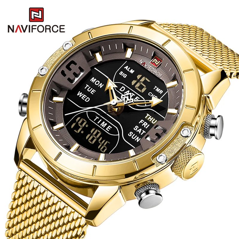 Top Trends: NAVIFORCE Men Watch Top Luxury Brand Man Military Sport Quartz Wrist Watches Stainless Steel LED Digital Clock Relogio Masculino Shoppable Styles