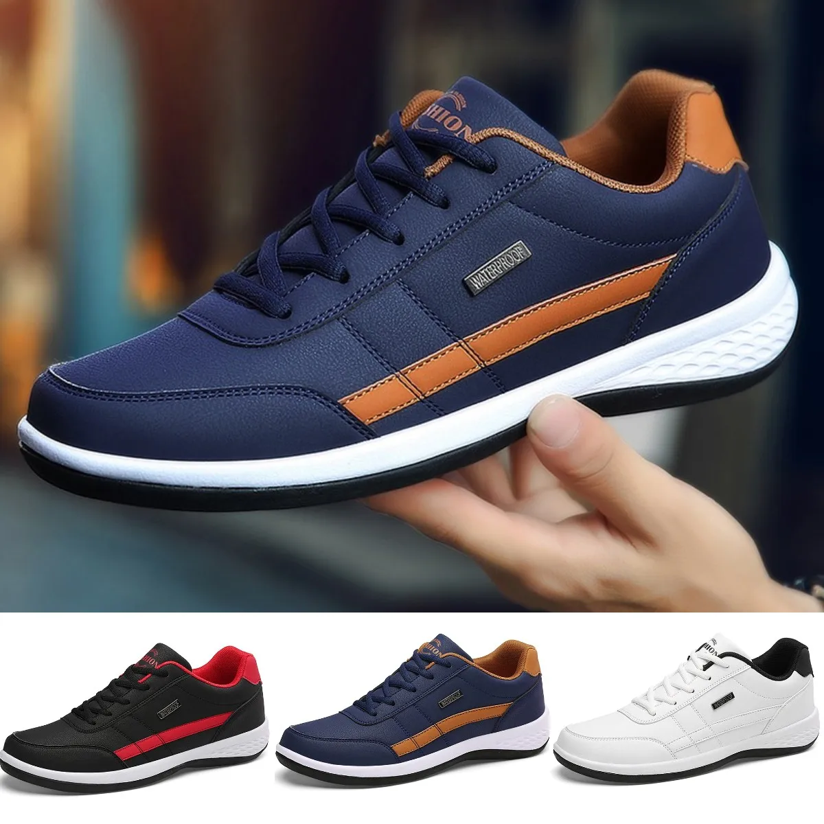 Top Trends: Brand Leather Men Shoes Trend Casual Shoes Breathable Leisure Male Sneakers Non-slip Footwear Sports Shoes Lace-up Trainers Shoe Shoppable Styles