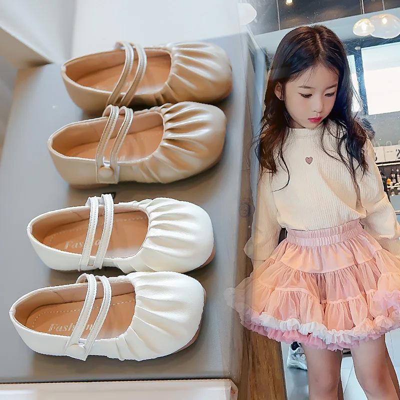 Top Trends: Baby Girls Princess Shoes Children Flat Small Leather Shoes Kids Soft Soled Single Shoes For Spring Autumn Khaki Beige 2-10T Shoppable Styles