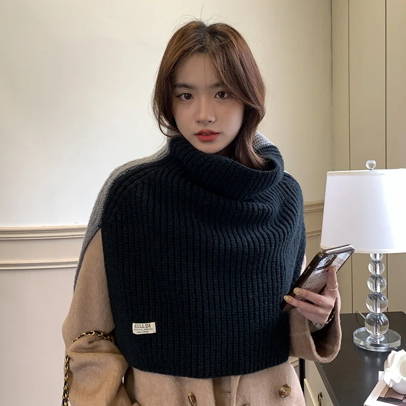 Top Trends: Poncho Cloak Autumn And Winter New Split High Neck Shawl Wrapped With Women&#039;s Korean Versatile Knitted Cape Shawl Shoppable Styles