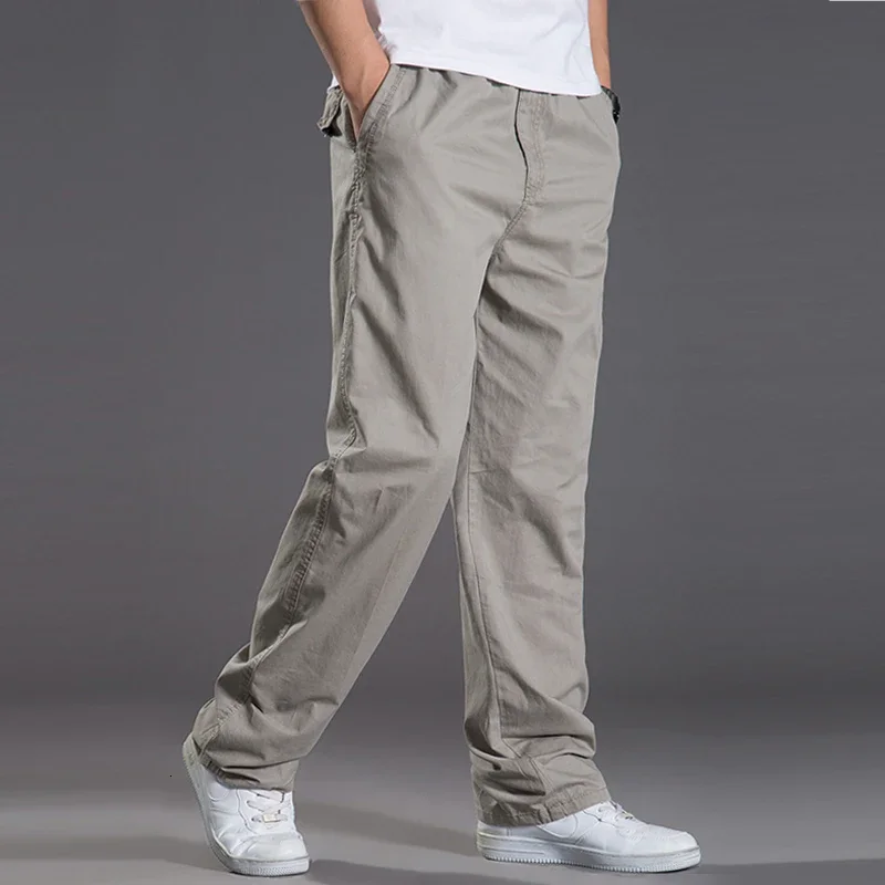 Top Trends: Mens Casual Cargo Cotton Pants Men Pocket Loose Straight Pants Elastic Work Trousers Brand Fit Joggers Male Super Large Size 6XL Shoppable Styles