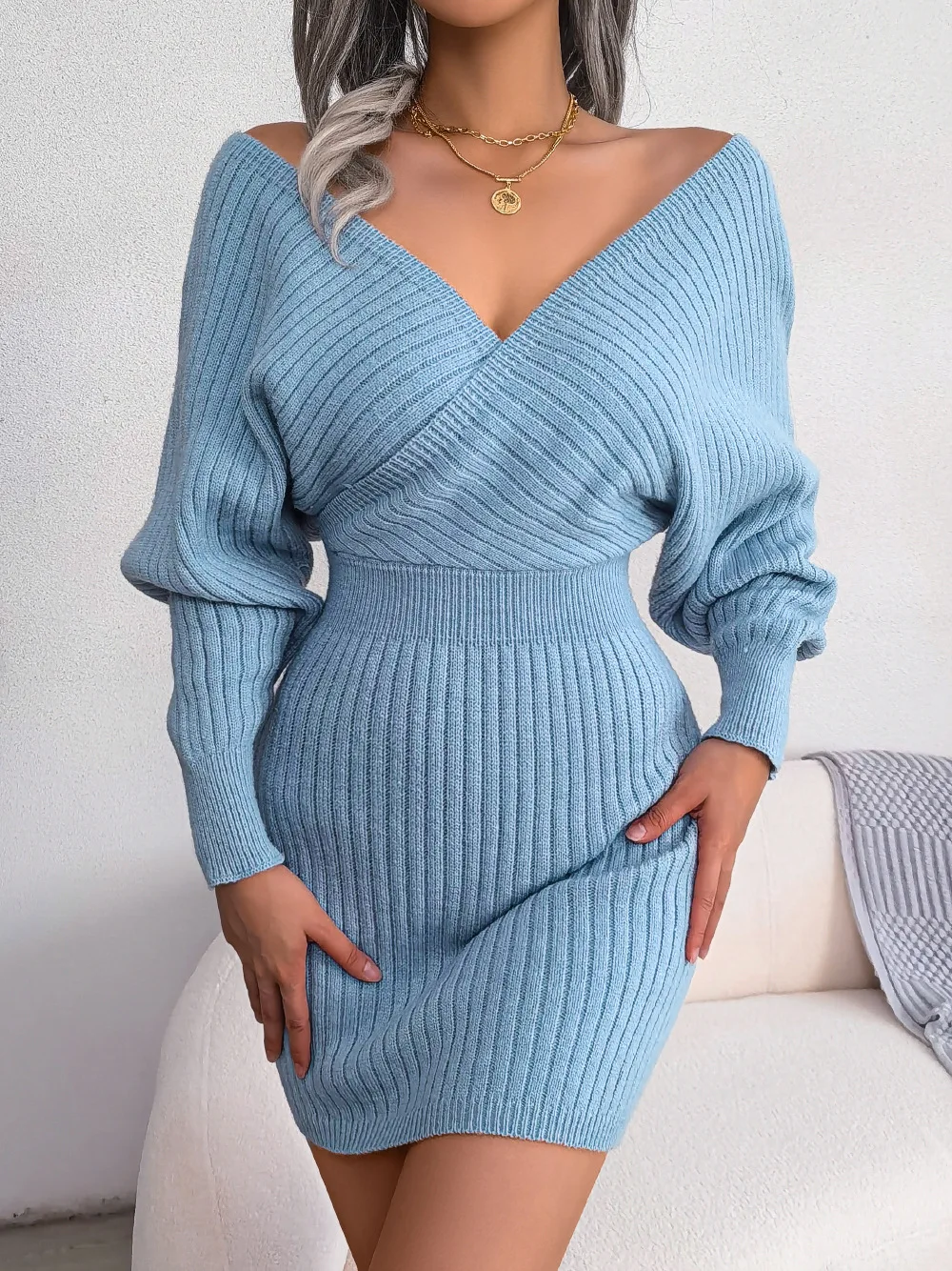 Top Trends: 2022 For Women Fashion Sweater Dress Women Solid Color Sexy Bat Dress Ladies Party Off Shoulder Sheath Knitted Elegant Clothing Shoppable Styles