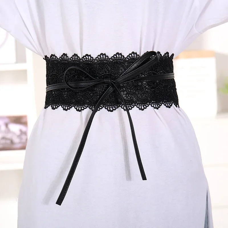 Top Trends: 2023 Ladies Lace Extra Wide Corset Girdle Dress Shirt Fashion Sweet Decoration Belts For Women Luxury Designer Brand Black Red Shoppable Styles