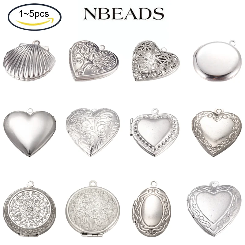 Top Trends: NBEADS 1-5PCS 304 Stainless Steel Photo Frame Charms Locket Pendants For Necklaces Women Men Memorial Jewelry Shoppable Styles