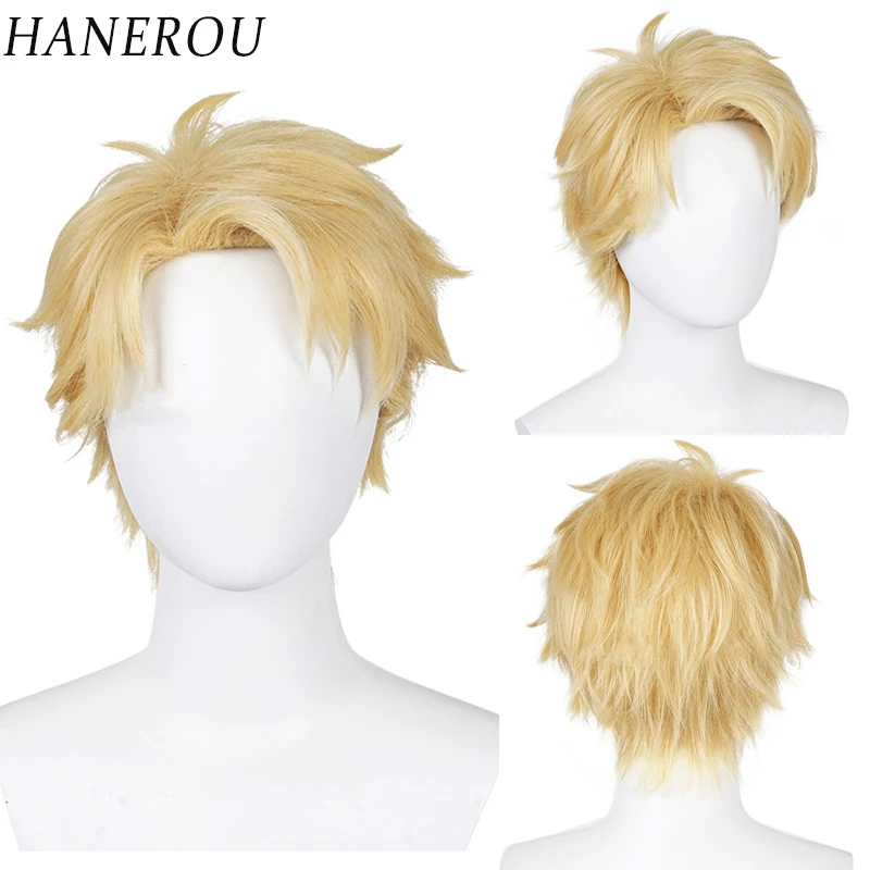 Top Trends: HANEROU Men Short Straight Synthetic Wig Natural Blonde Brown Hair Wig For Anime Cosplay Party Daily Shoppable Styles