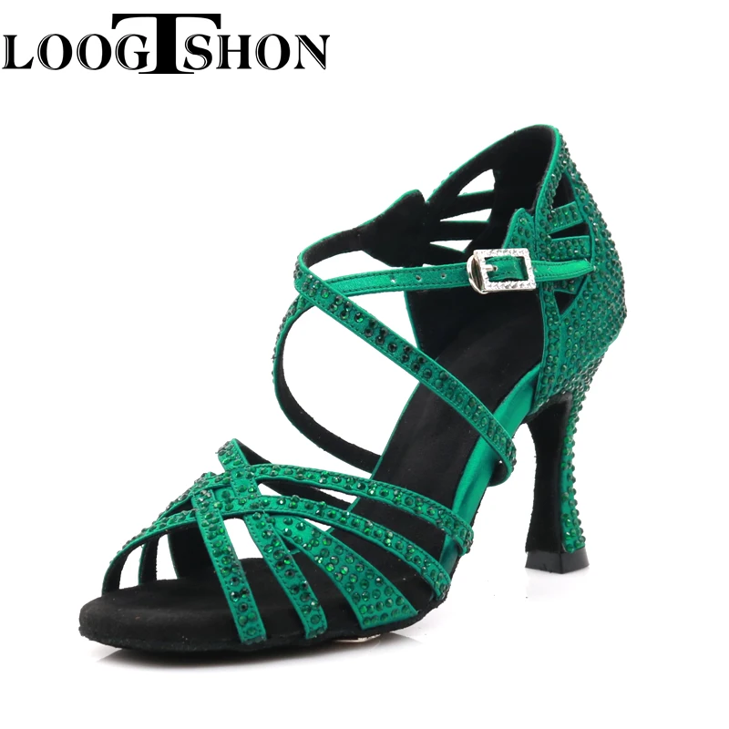 Top Trends: Loogtshon Salsa Dance Shoes Latin Dance Shoes For Women, 9CM Heel, Green, Flexible Dance Shoes For Women Dancing Slippers Shoppable Styles