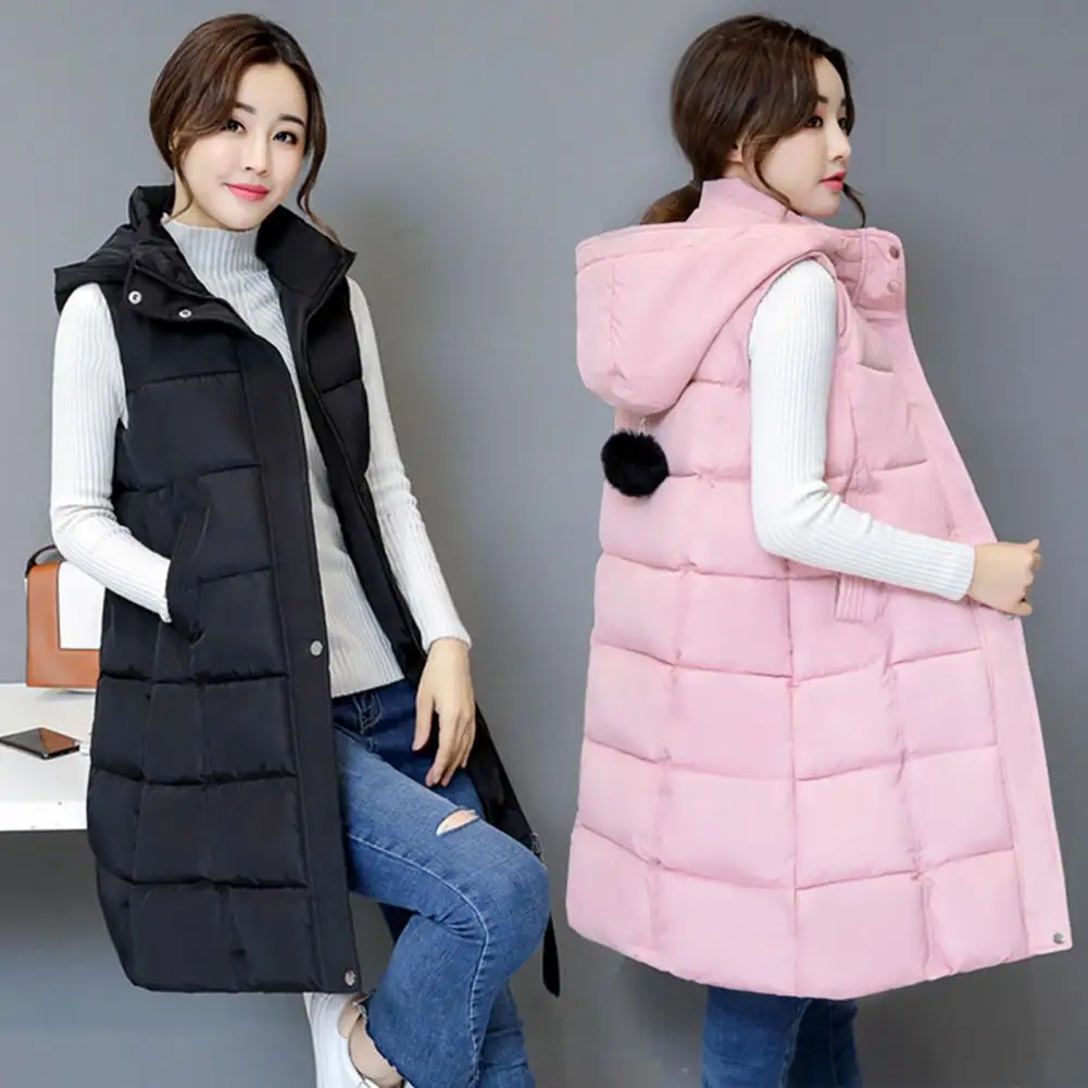 Top Trends: Korean Style Women Vest Padded Cotton Down Autumn Winter Warm Sleeveless Outerwear Long Vest For Women Daily Wear Shoppable Styles