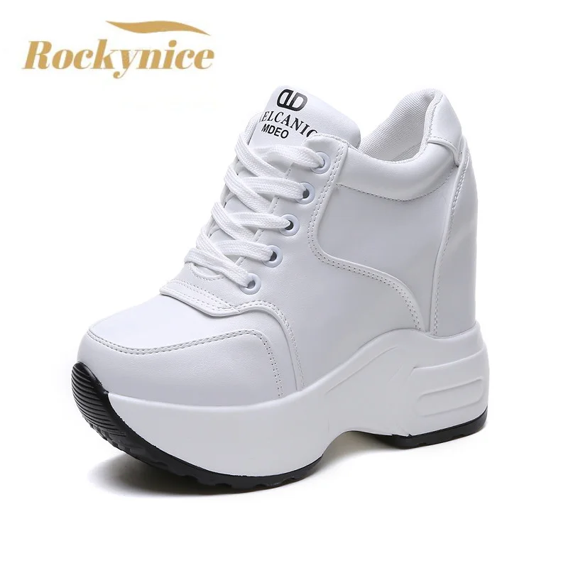 Top Trends: Women&#039;s Ankle Boots 2024 Spring Leather Chunky Shoes Woman Platform Height Increased Sneakers 10CM Thick Sole Wedges White Boots Shoppable Styles