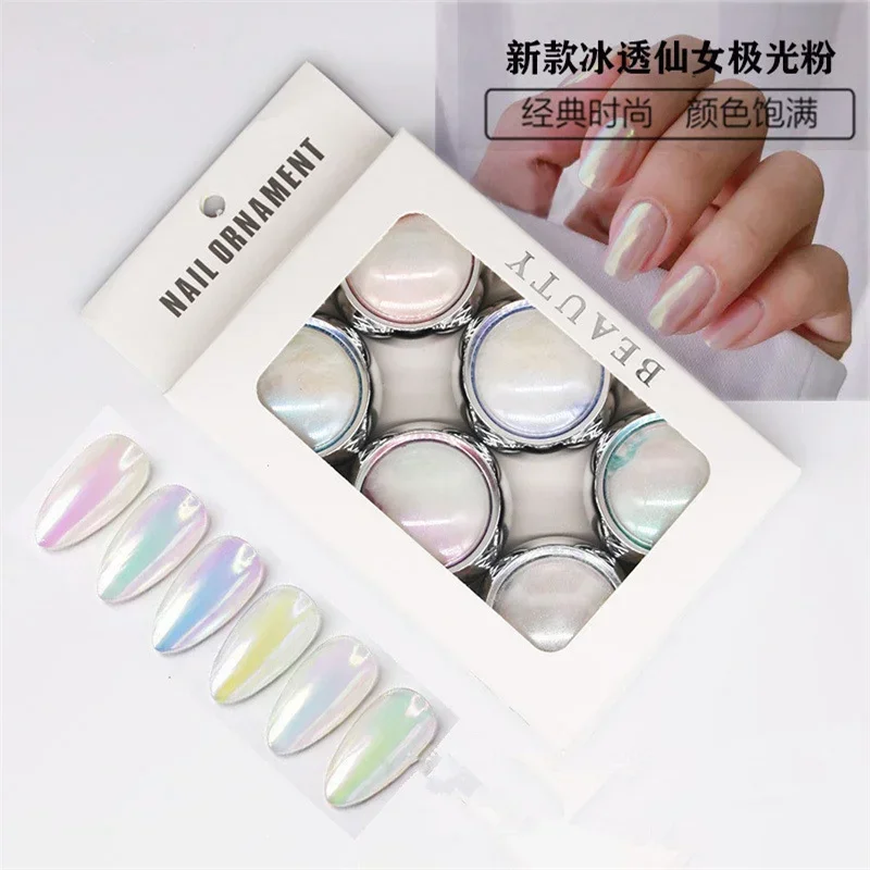 Top Trends: 6pcs / Set New Shiny Nail Glitter Powder Holo Nail Rubbing Dust Mermaid Aurora Mirror Effect Chrome Pigment Dust Manicure Decorati Shoppable Styles