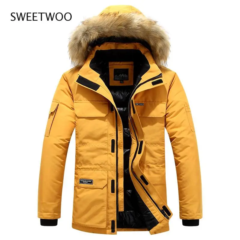 Top Trends: Winter Fashion Couple Down Fur Hooded Thick Warm Snow Windbreaker Jacket Parka Men's Duck Down Jacket Slim Tide Contracted 2022 Shoppable Styles