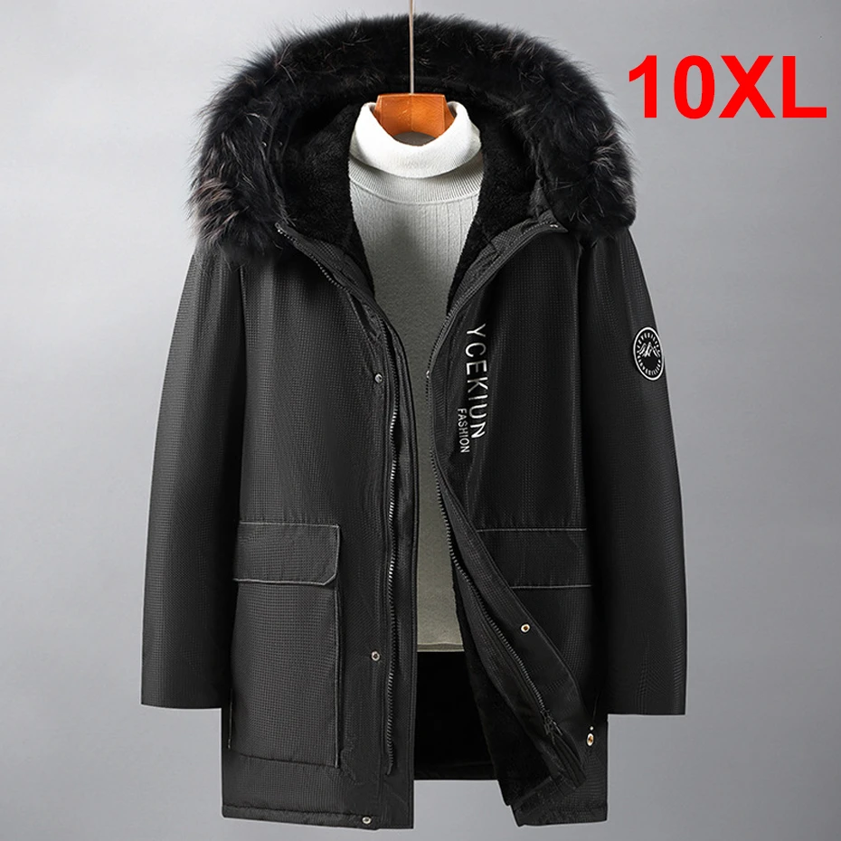 Top Trends: Winter Long Parkas Men Thick Fleece Jacket Coat Plus Size 10XL Fashion Casual Cargo Parkas Male Outerwear Big Size 10XL Shoppable Styles