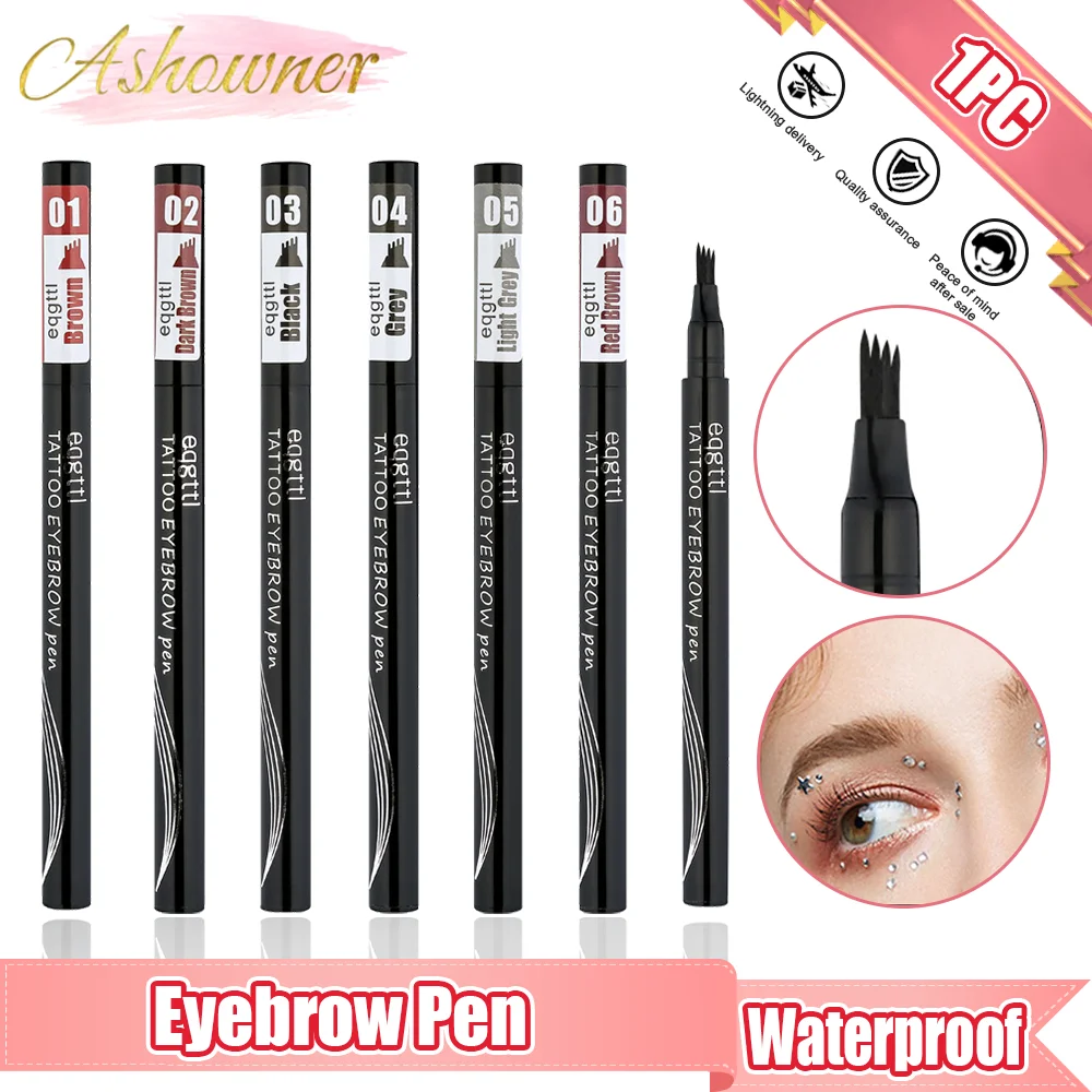 Top Trends: ASHOWNER 1PC 4-Claw Eyebrow Pencil Women Makeup Waterproof Brown Eye Brow Tattoo Dye Tint Pen Liner Long Lasting Eyebrow Shoppable Styles