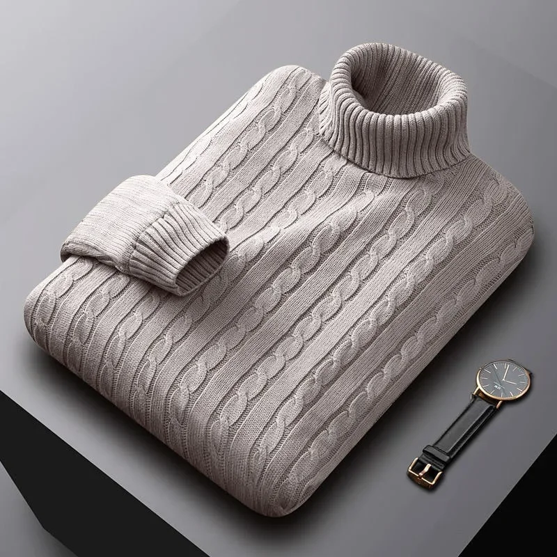 Top Trends: Solid Color Men's Turtleneck Sweater Trendy Korean Loose Large Size Casual Versatile Knit Pullovers Casual Mens Clothing Shoppable Styles