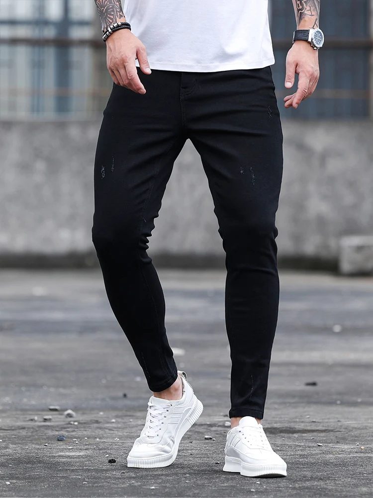 Top Trends: Black Jeans For Men Cotton Stretchy Skinny Jeans High Quality Hip Hop Solid Color Slim Oversize Denim Pencil Pants Streetwear Shoppable Styles