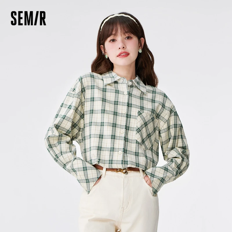 Top Trends: Semir Women Shirt Long-Sleeved Shirt Mid-Length Loose Clothes Casual Trend Autumn Retro Plaid Shirt Shirt For Women Shoppable Styles - Image 3