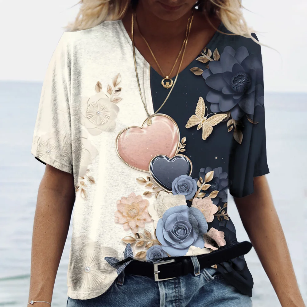 Top Trends: Butterfly T-shirt For Women Summer Girls Clothes Tees Female Harajuku Sweatshirt Blouse V-neck Oversized Short Sleeve Cheap Tops Shoppable Styles