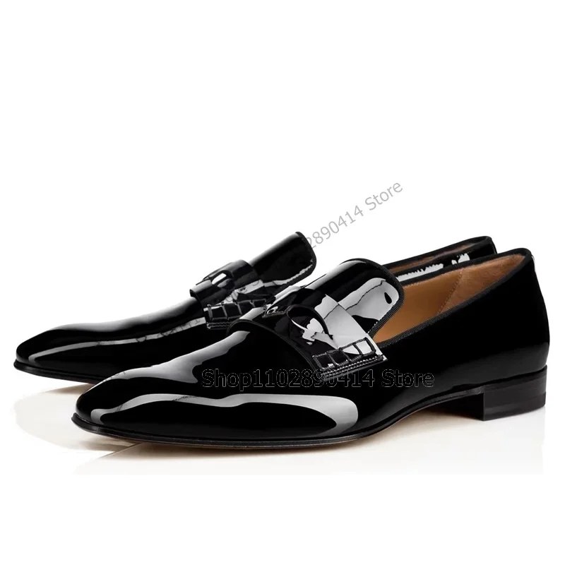 Top Trends: Black Patent Leather Low Top Loafers Fashionable Slip On Men Shoes Luxurious Handmade Party Feast Banquet Office Men Dress Shoes Shoppable Styles