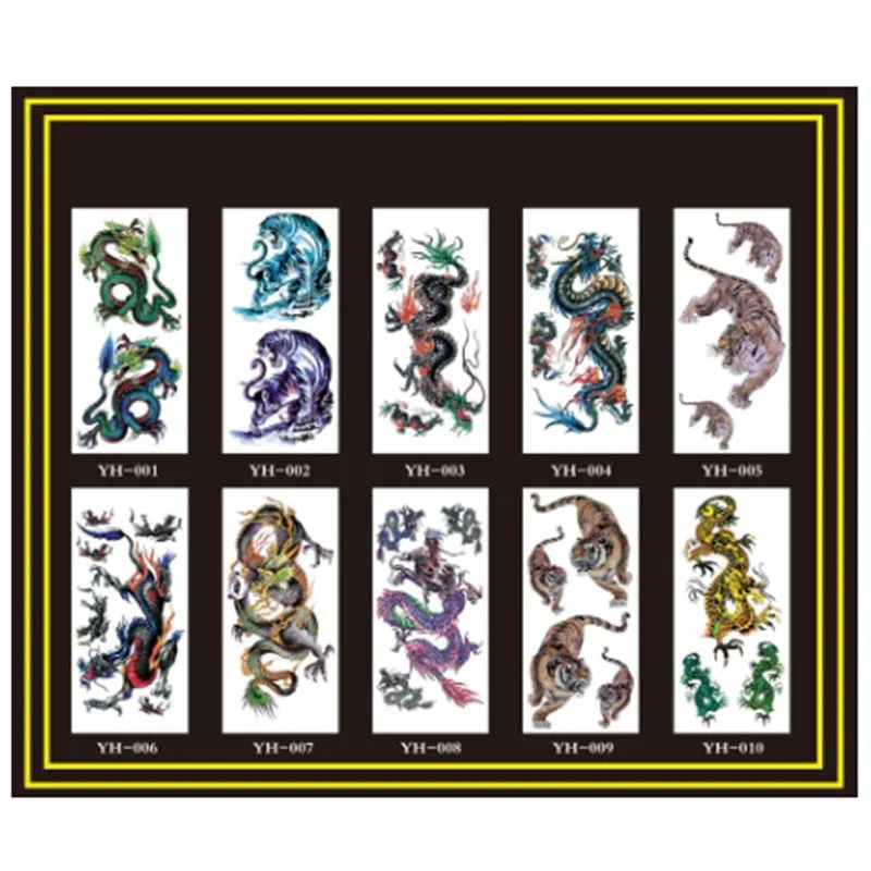 Top Trends: Classic Flower Arm Lifelike Left Green Dragon Right White Tiger Dragon Tiger Tattoo Sticker Half Arm Temporary Tattoo Stickers Shoppable Styles