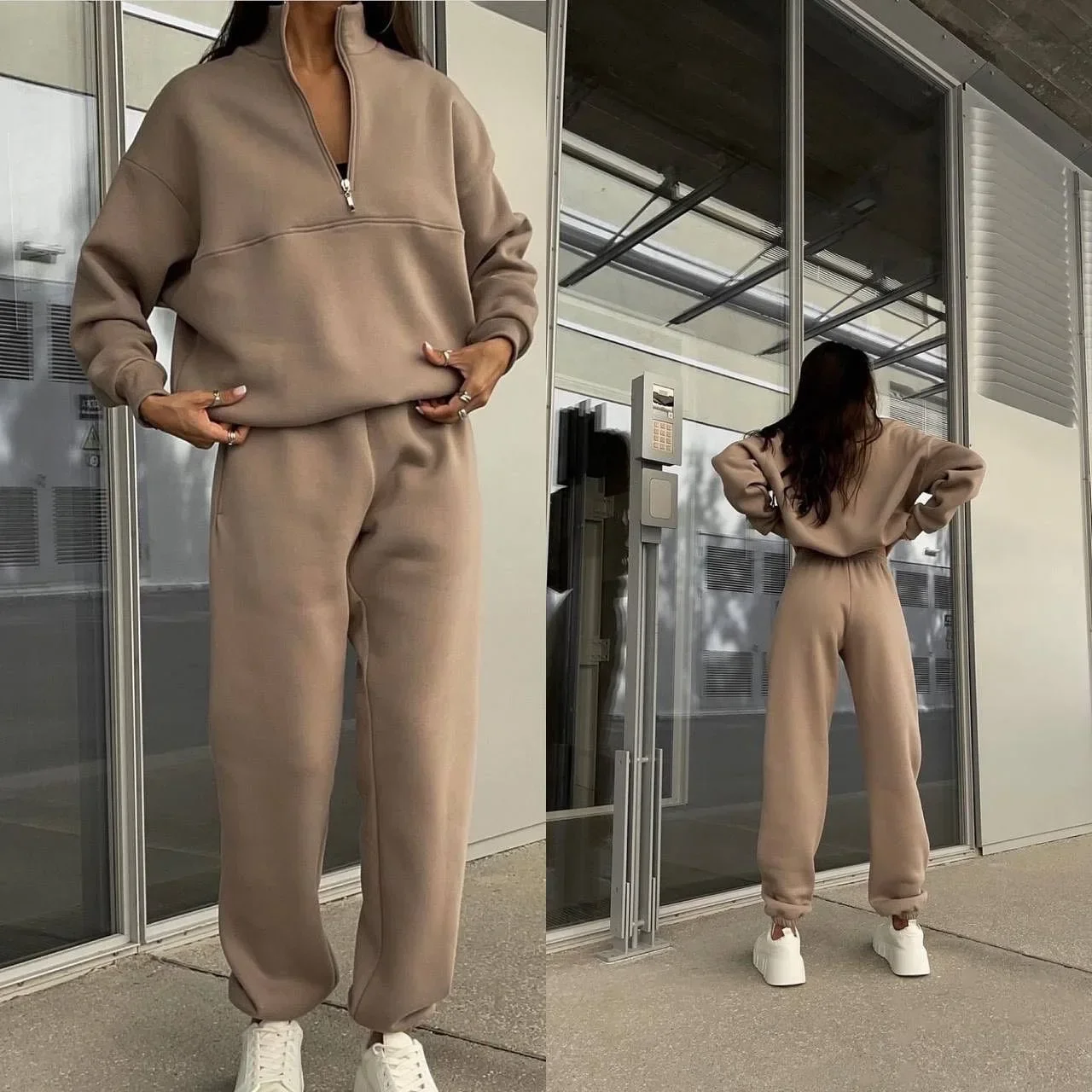 Top Trends: 2024 Spring Women Suit Tracksuit Turtleneck Zippers Sweatshirt Pockets Pants Set Female Summer Casual Trendy Lady Sports Clothes Shoppable Styles