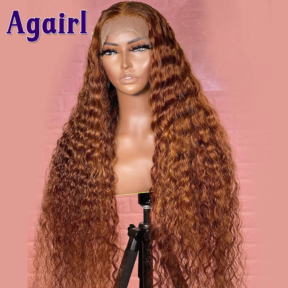 Top Trends: 32 Inch 200% Density Ginger Brown Water Wave Lace Frontal Wig Copper Brown Brazilian Virgin 13x4 13X6 Lace Front Human Hair Wigs Shoppable Styles - Image 2