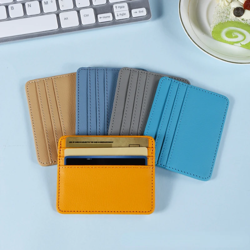 Top Trends: 1Pcs Pu Leather ID Card Holder Candy Color Bank Credit Card Box Multi Slot Slim Card Case Wallet Women Men Business Card Cover Shoppable Styles - Image 3