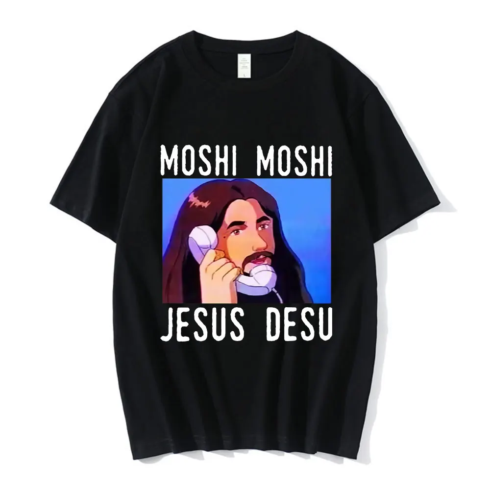 Top Trends: Nicolas Cage Shrek Moshi Moshi Jesus Desu T-Shirt Men Funny Meme Picolas Cage Awesome Tees Cotton Short Sleeve T Shirt Clothing Shoppable Styles