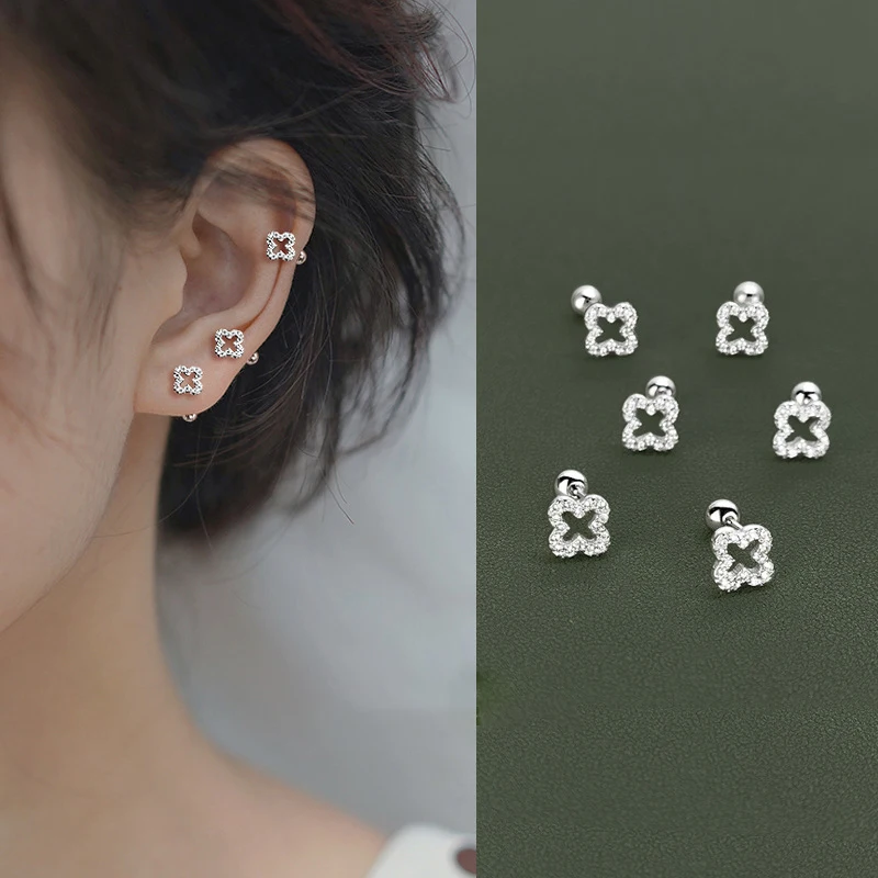 Top Trends: Summer New 925 Sterling Silver Flower Earrings Shiny Zircon Hollow Out Earrings Sweet Cute Simple Jewelry Party Birthday Gift Shoppable Styles