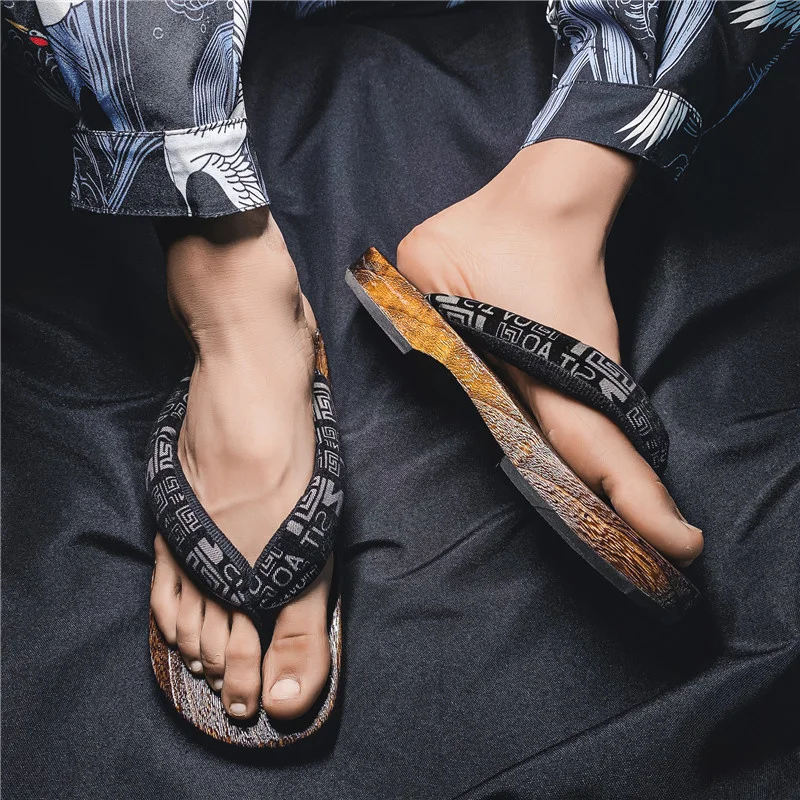 Top Trends: Man Slipper 2022 New Japanese Herringbone Slippers Wooden Clogs Geta Flip Flops Anti Slip In Summer Cos Shoes Shoppable Styles