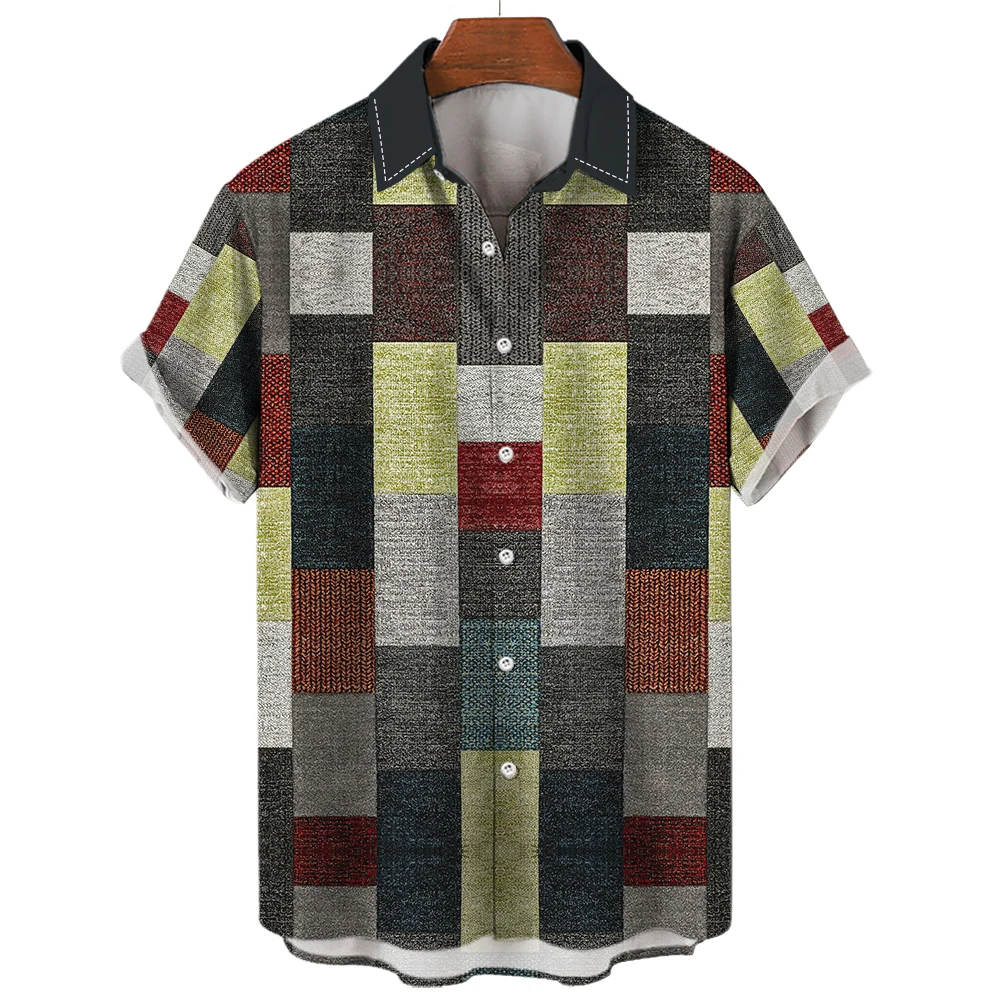 Top Trends: Colorful Plaid Shirt For Men Summer Short-Sleeved Neutral Clothing Loose Shirt Fashion Trend Oversized Men‘s Lapel Shirs Blouses Shoppable Styles - Image 5