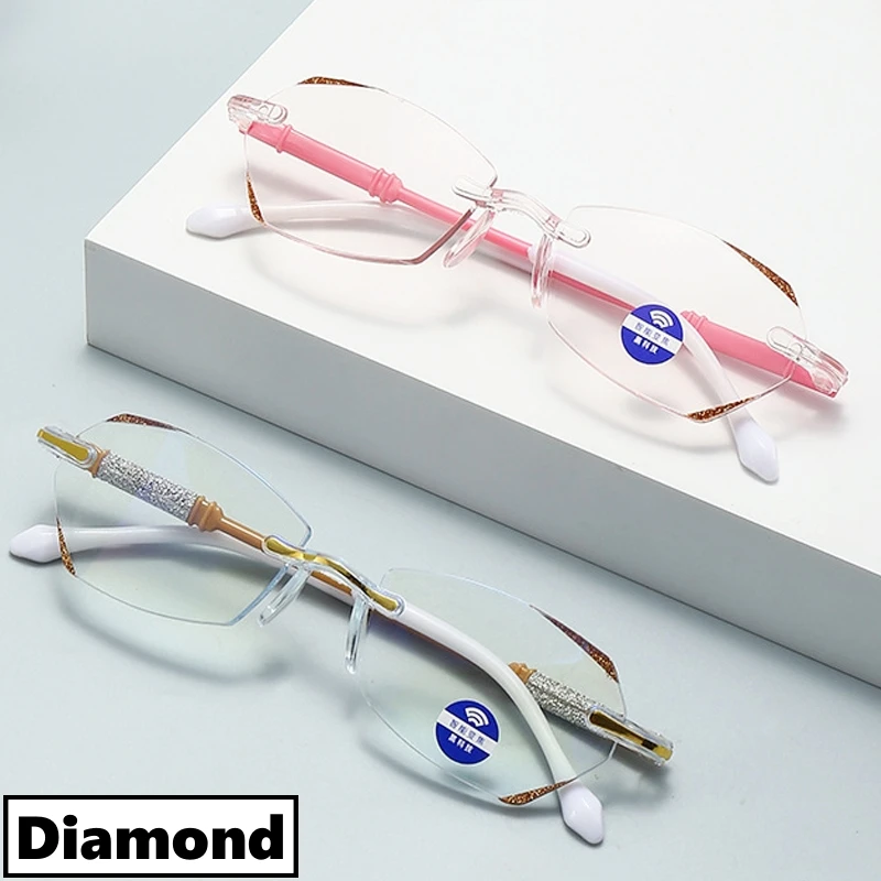 Top Trends: New Rimless Reading Glasses For Men Women Fashion Transparent Far Sight Eyeglasses Classic Diamond Cut Presbyopia Eyeglasses Shoppable Styles