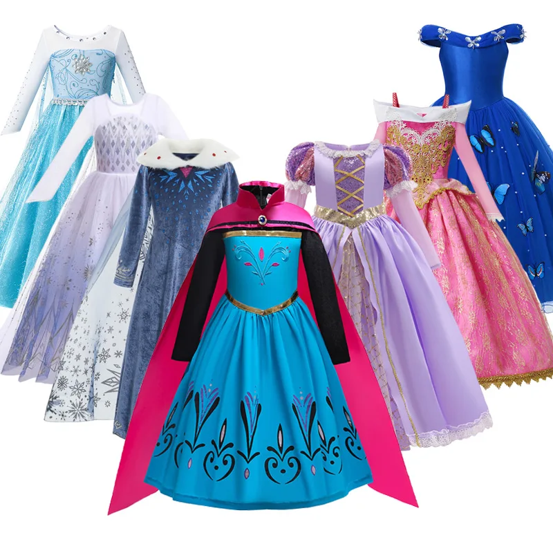 Top Trends: Disney Princess Dress For Girl Elsa Anna Rapunzel Costume Kid Birthday Party Clothes Carnival Cosplay Frozen1 / 2 Cinderella Shoppable Styles