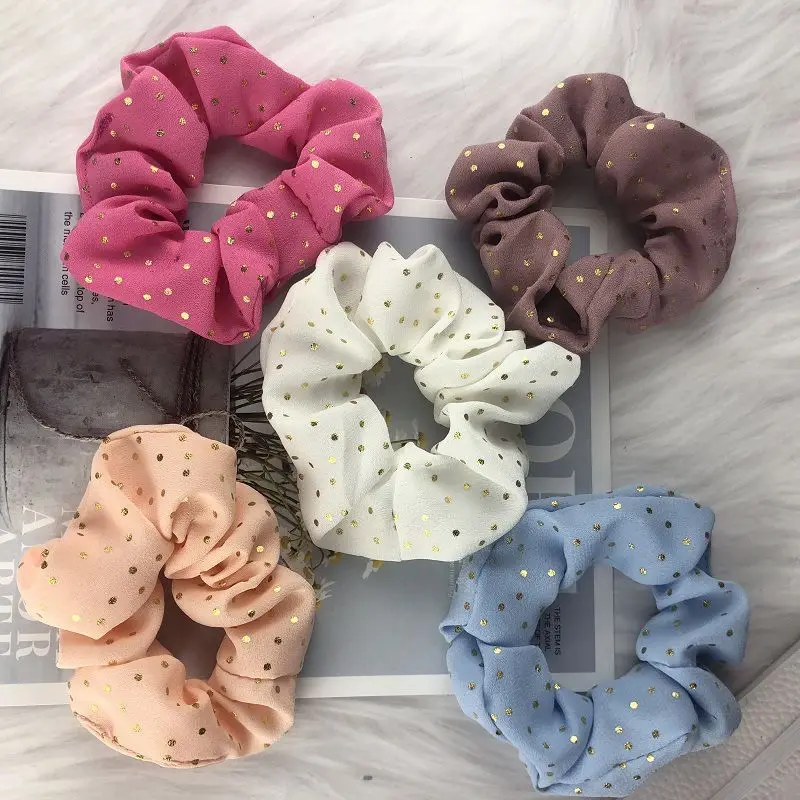 Top Trends: Gold Dot Fabric Hair Loop Hair Scrunchies Hair Bands Scrunchy Hair Ties Ropes Ponytail Holder For Women Or Girls Shoppable Styles