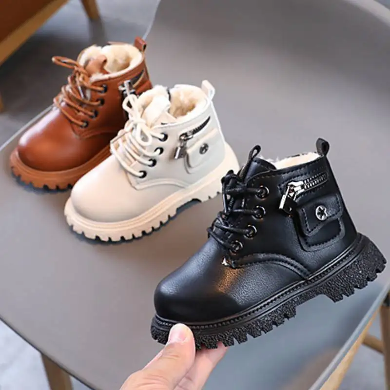 Top Trends: Fashion Children Boots Autumn Winter Plus Cotton Snow Boots Warm Boys Leather Ankle Boots Baby Girls Casual Shoes 2023 Shoppable Styles