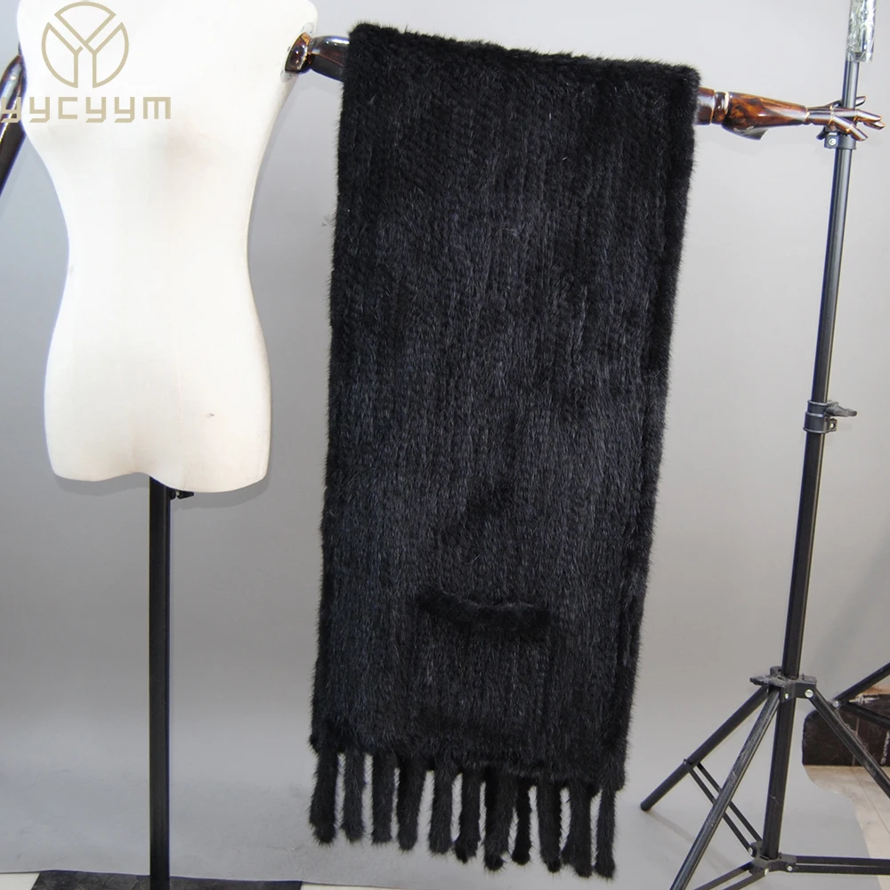 Top Trends: 2024 Hot Sale Long Style Winter Warm Real Natural Mink Fur Scarf Real Mink Fur Shawl Fashion Women Knitted Real Mink Fur Scarves Shoppable Styles