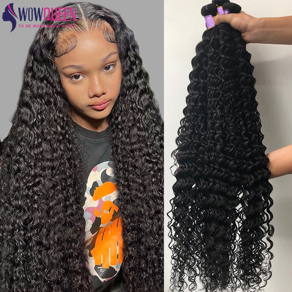 Top Trends: Deep Wave Bundles Human Hair 30 32 Inch Brazilian Raw Hair Bundles 100% Natural Deep Curly Remy Hair Extensions 3 4 Bundles Deal Shoppable Styles