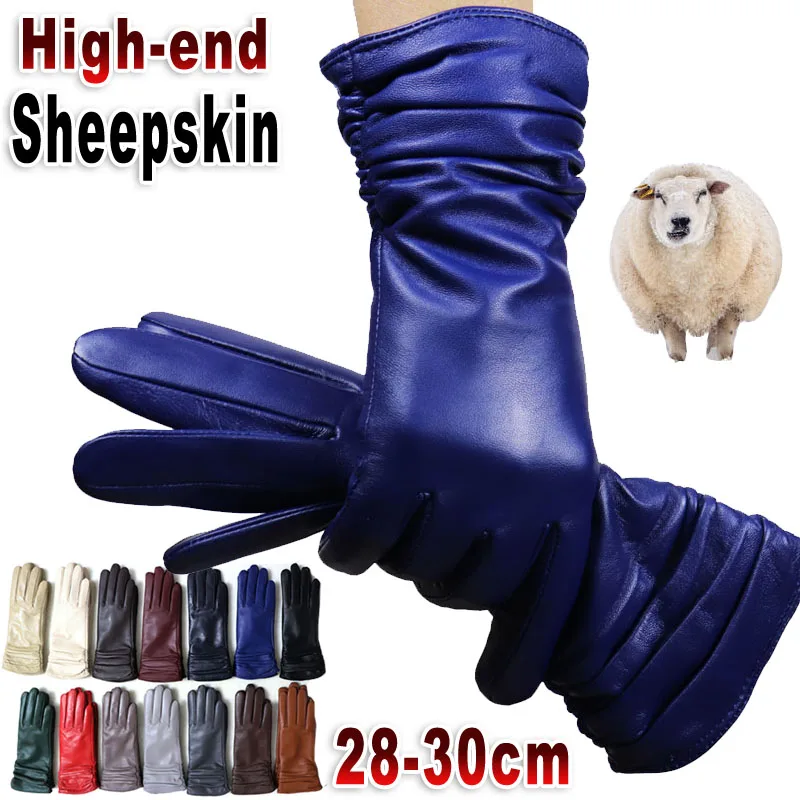 Top Trends: Sheepskin Leather Gloves Women&#039;s Knitted 70% Wool Flannel Lining Warm In Autumn And Winter High-end Touch Screen Leather Gloves Shoppable Styles